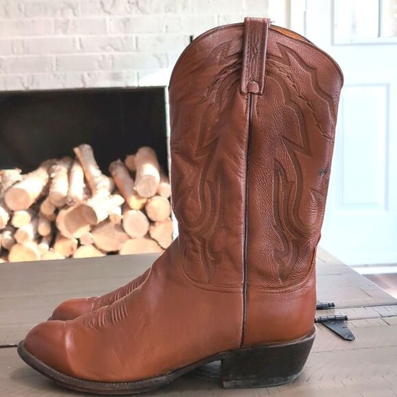 Lucchese 2000 T3097-R4 Men’s Lone Star Calf R-Toe Cowboy Boots Cognac Brown Sz … - Picture 2 of 13